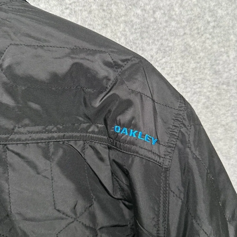 Oakley Reversible Shirt Jacket Mens XL Blue Plaid Flannel Black Quilted Puffer